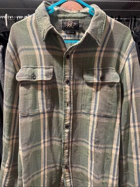 Ralph Lauren Double RL Olive and Cream Plaid Button-Down Shirt
